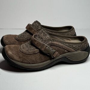 Merrell Brown Encore Sidestep Slip on Slides Womens Size 7.5 Stone Mules